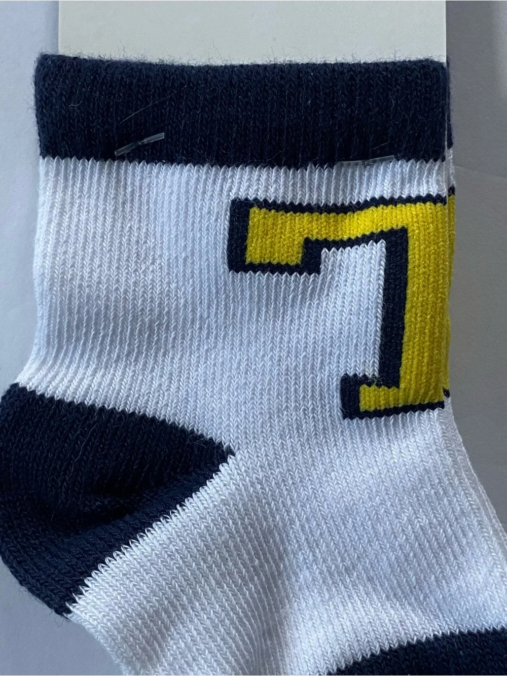 Trinity College Baby Socks 3-6 Months New Bantams Logo “T” Yellow Blue NWT